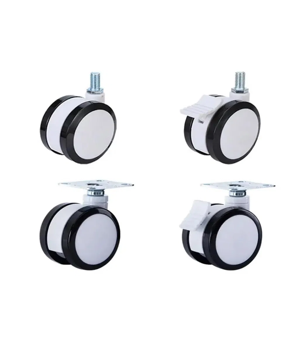 4 Rollen mit 10,2 cm großen Doppelrollen, geräuschlos, Schwarz und Weiß