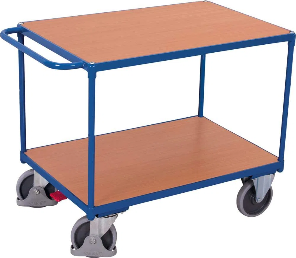 Schwerer Tischwagen mit 2 Ladeflächen Traglast (kg): 500 Ladefläche: 1200 x 800 mm RAL 5010 Enzianblau