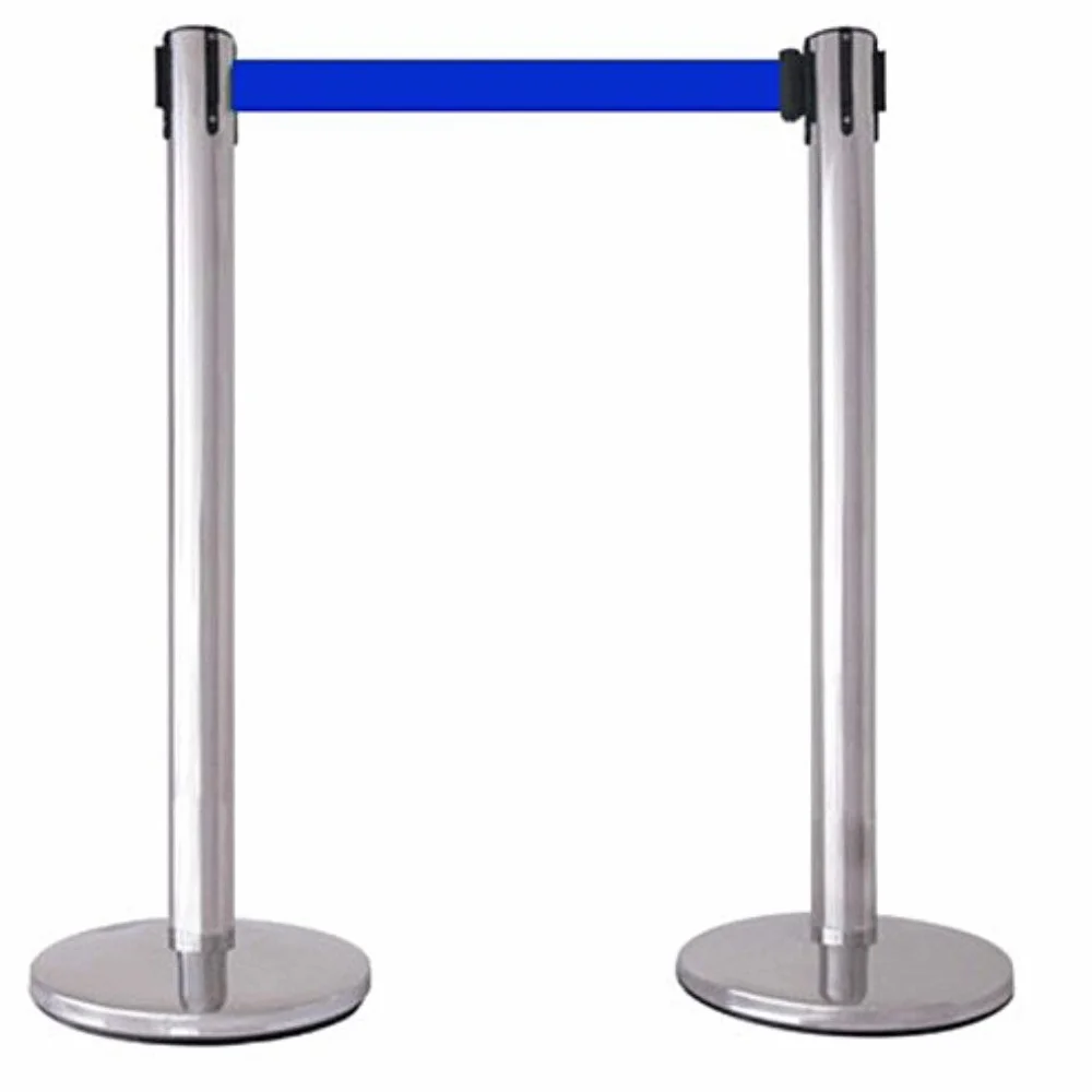 2-Stück-Set FLEXIBARRIER Personenleitsystem Absperrständer Krom -Ecoline- 2m Gurtlänge *blau*, Absperrständer, Absperrband, Absperrpfosten
