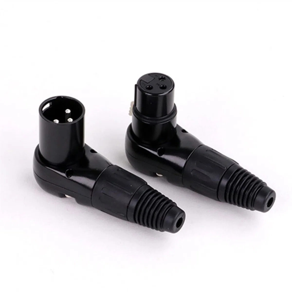 X L-R-Stecker, Audio-Stecker, Mikrofonstecker, 3-poliger Stecker, Buchse, Metall, rechtwinklig, multidirektionaler Drahtverbinder, 10 Stück (D1036M Schwarz)