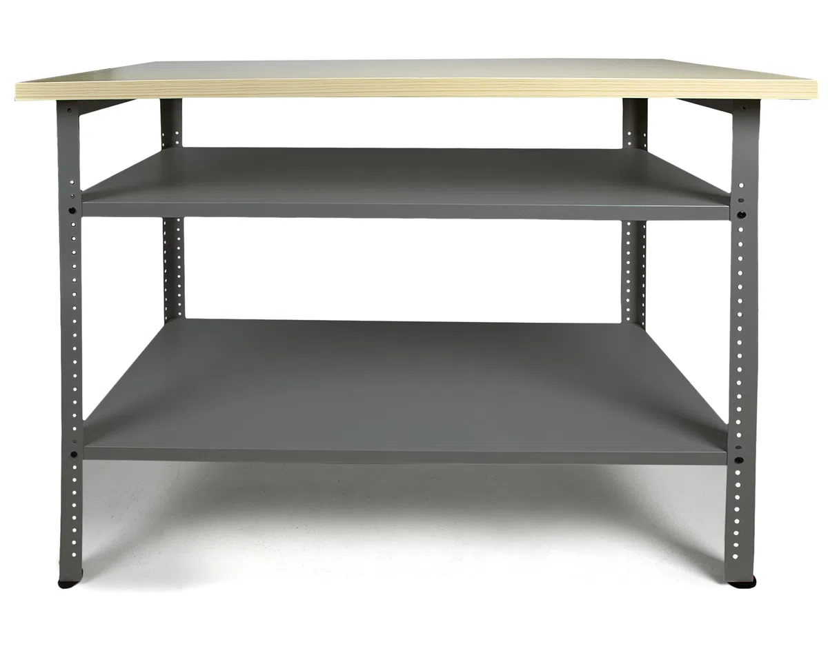 Ondis24 Werkbank Basic Packtisch Werktisch Werkstatteinrichtung 120 x 60 cm Arbeitshöhe 85 cm (Grau, Buchenholzplatte)