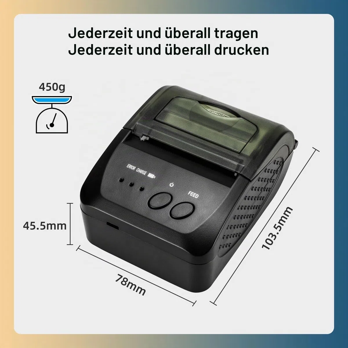 NetumScan Bluetooth Wireless Thermobondrucker, 2 Zoll 58mm Mini USB POS Drucker für Restaurant Einzelhandel Kompatibel mit Android/iOS/PC/Windows NS1809DD