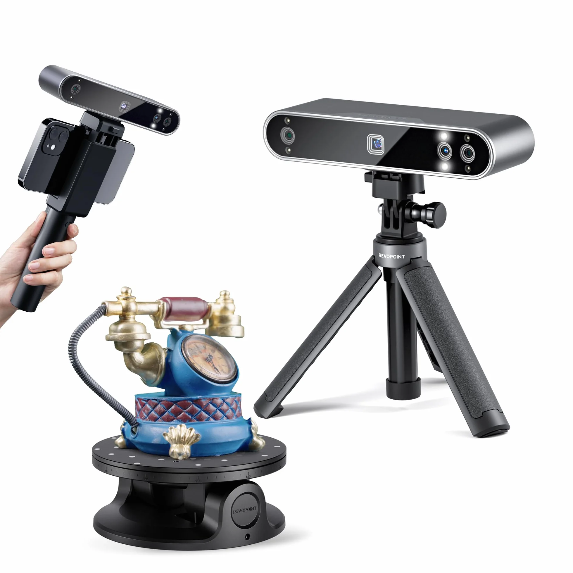 [2023 Upgrade] Revopoint POP 3 Handheld 3D-Scanner für 3D-Drucker mit Farbdaten, 0,05 mm Präzision und einer Scangeschwindigkeit von bis zu 18 FPS, unterstützt Smartphones und Laptops-Advanced